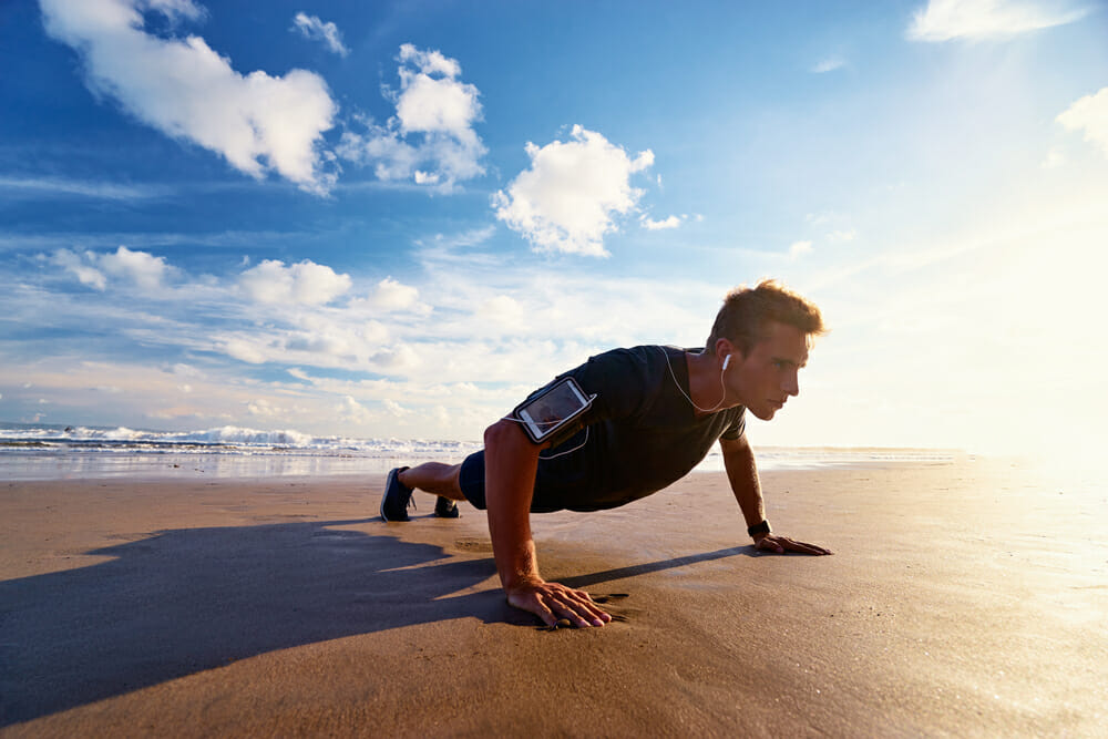 pushups on beach